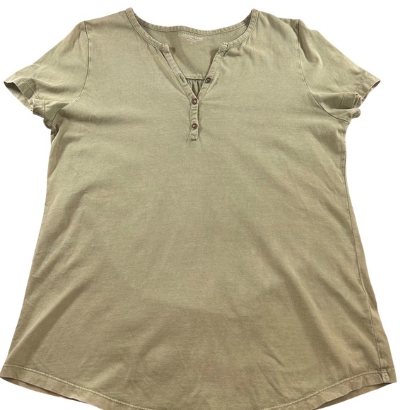 Coldwater Creek Tops - Coldwater Creek Womens Sage Green 100% Cotton Short Sleeve Henley Top Size M